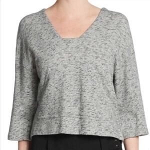 Derek Lam 10 Crosby Gray 3/4 Sleeve Cutout Cotton Sweater Top 2